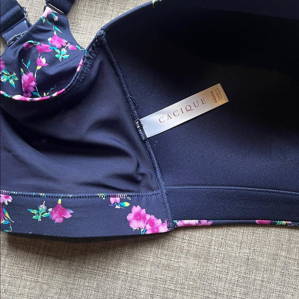 Cacique Floral Lined No-Wire Bra Front Closure Plus Size 44DDD 44F - Picture 5 of 6